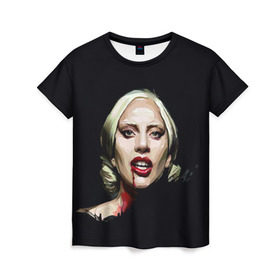 Женская футболка 3D с принтом Леди Гага в Екатеринбурге, 100% полиэфир ( синтетическое хлопкоподобное полотно) | прямой крой, круглый вырез горловины, длина до линии бедер | lady gaga | леди гага