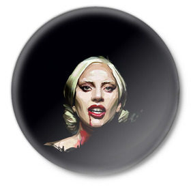 Значок с принтом Леди Гага в Екатеринбурге,  металл | круглая форма, металлическая застежка в виде булавки | lady gaga | леди гага