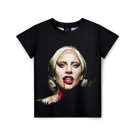 Детская футболка 3D с принтом Леди Гага в Екатеринбурге, 100% гипоаллергенный полиэфир | прямой крой, круглый вырез горловины, длина до линии бедер, чуть спущенное плечо, ткань немного тянется | Тематика изображения на принте: lady gaga | леди гага