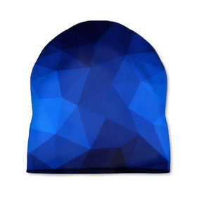 Шапка 3D с принтом Синие полигоны в Екатеринбурге, 100% полиэстер | универсальный размер, печать по всей поверхности изделия | абстракция | бумага | геометрия | грани | изгиб | линии | полигоны | полосы | постель | розовый | сочетания | текстура | треугольники