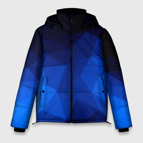 Мужская зимняя куртка 3D с принтом Синие полигоны в Екатеринбурге, верх — 100% полиэстер; подкладка — 100% полиэстер; утеплитель — 100% полиэстер | длина ниже бедра, свободный силуэт Оверсайз. Есть воротник-стойка, отстегивающийся капюшон и ветрозащитная планка. 

Боковые карманы с листочкой на кнопках и внутренний карман на молнии. | абстракция | бумага | геометрия | грани | изгиб | линии | полигоны | полосы | постель | розовый | сочетания | текстура | треугольники