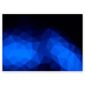 Поздравительная открытка с принтом Синие полигоны в Екатеринбурге, 100% бумага | плотность бумаги 280 г/м2, матовая, на обратной стороне линовка и место для марки
 | Тематика изображения на принте: абстракция | бумага | геометрия | грани | изгиб | линии | полигоны | полосы | постель | розовый | сочетания | текстура | треугольники