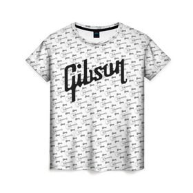Женская футболка 3D с принтом Gibson в Екатеринбурге, 100% полиэфир ( синтетическое хлопкоподобное полотно) | прямой крой, круглый вырез горловины, длина до линии бедер | fender | gibson | guitar | ibanez | music | rock | гитара | музыка | рок