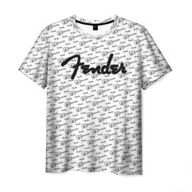 Мужская футболка 3D с принтом Fender в Екатеринбурге, 100% полиэфир | прямой крой, круглый вырез горловины, длина до линии бедер | fender | gibson | guitar | ibanez | music | rock | гитара | музыка | рок