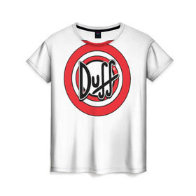 Женская футболка 3D с принтом Дафф в Екатеринбурге, 100% полиэфир ( синтетическое хлопкоподобное полотно) | прямой крой, круглый вырез горловины, длина до линии бедер | bart | duff | homer | simpsons | гомер | дафф | симпсоны
