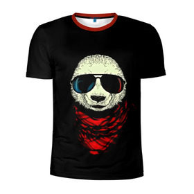 Мужская футболка 3D спортивная с принтом Панда Хипстер в Екатеринбурге, 100% полиэстер с улучшенными характеристиками | приталенный силуэт, круглая горловина, широкие плечи, сужается к линии бедра | 3d | бандана | животные | медвежата | очки | панда хипстер | прикольные | стильные