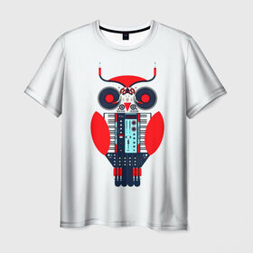 Мужская футболка 3D с принтом Электронная Сова в Екатеринбурге, 100% полиэфир | прямой крой, круглый вырез горловины, длина до линии бедер | 