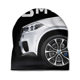 Шапка 3D с принтом BMW белая в Екатеринбурге, 100% полиэстер | универсальный размер, печать по всей поверхности изделия | bmw | x3 x4 x5 x6 x7 x8 | авто | автомобиль | блатная | бмв | бумер | бэха | иномарка | концерн | красивая | крутая | марка немецкая | машина | пацанский таз | прикольная | тачила | тачка