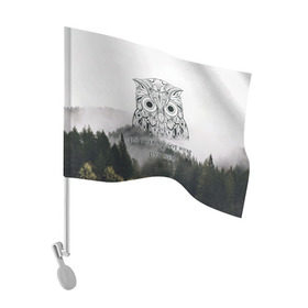 Флаг для автомобиля с принтом Twin Peaks в Екатеринбурге, 100% полиэстер | Размер: 30*21 см | twin peaks твин пикс | девид линч | лес | лора палмер | сова | туман