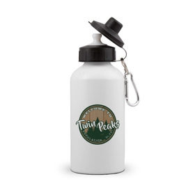 Бутылка спортивная с принтом Twin Peaks в Екатеринбурге, металл | емкость — 500 мл, в комплекте две пластиковые крышки и карабин для крепления | Тематика изображения на принте: twin peaks твин пикс | девид линч | лес | лора палмер | сова | туман