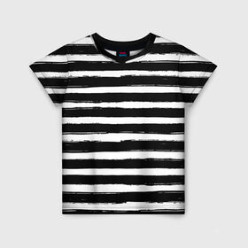 Детская футболка 3D с принтом Тельняшка в Екатеринбурге, 100% гипоаллергенный полиэфир | прямой крой, круглый вырез горловины, длина до линии бедер, чуть спущенное плечо, ткань немного тянется | геометрия | зебра | линии | полосы | тельняшка | узор | черно белый