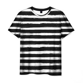 Мужская футболка 3D с принтом Тельняшка в Екатеринбурге, 100% полиэфир | прямой крой, круглый вырез горловины, длина до линии бедер | геометрия | зебра | линии | полосы | тельняшка | узор | черно белый