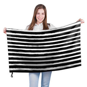 Флаг 3D с принтом Тельняшка в Екатеринбурге, 100% полиэстер | плотность ткани — 95 г/м2, размер — 67 х 109 см. Принт наносится с одной стороны | геометрия | зебра | линии | полосы | тельняшка | узор | черно белый