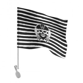Флаг для автомобиля с принтом Тельняшка в Екатеринбурге, 100% полиэстер | Размер: 30*21 см | геометрия | линии | море | океан | оружие | пират | полосы | тельняшка | череп | черно белый | шляпа | якорь