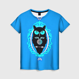 Женская футболка 3D с принтом Owl в Екатеринбурге, 100% полиэфир ( синтетическое хлопкоподобное полотно) | прямой крой, круглый вырез горловины, длина до линии бедер | 