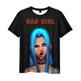 Мужская футболка 3D с принтом Bad Girl в Екатеринбурге, 100% полиэфир | прямой крой, круглый вырез горловины, длина до линии бедер | 3d | girl | девушка | прикольные | рок | синие волосы | скандалистка | эмо