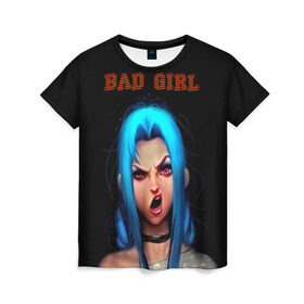 Женская футболка 3D с принтом Bad Girl в Екатеринбурге, 100% полиэфир ( синтетическое хлопкоподобное полотно) | прямой крой, круглый вырез горловины, длина до линии бедер | 3d | girl | девушка | прикольные | рок | синие волосы | скандалистка | эмо