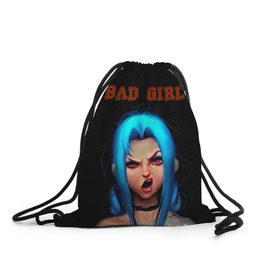 Рюкзак-мешок 3D с принтом Bad Girl в Екатеринбурге, 100% полиэстер | плотность ткани — 200 г/м2, размер — 35 х 45 см; лямки — толстые шнурки, застежка на шнуровке, без карманов и подкладки | 3d | girl | девушка | прикольные | рок | синие волосы | скандалистка | эмо