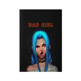 Обложка для паспорта матовая кожа с принтом Bad Girl в Екатеринбурге, натуральная матовая кожа | размер 19,3 х 13,7 см; прозрачные пластиковые крепления | 3d | girl | девушка | прикольные | рок | синие волосы | скандалистка | эмо