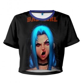Женская футболка 3D укороченная с принтом Bad Girl в Екатеринбурге, 100% полиэстер | круглая горловина, длина футболки до линии талии, рукава с отворотами | 3d | girl | девушка | прикольные | рок | синие волосы | скандалистка | эмо