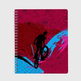 Тетрадь с принтом Bicycle в Екатеринбурге, 100% бумага | 48 листов, плотность листов — 60 г/м2, плотность картонной обложки — 250 г/м2. Листы скреплены сбоку удобной пружинной спиралью. Уголки страниц и обложки скругленные. Цвет линий — светло-серый
 | 