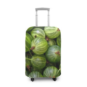 Чехол для чемодана 3D с принтом Крыжовник в Екатеринбурге, 86% полиэфир, 14% спандекс | двустороннее нанесение принта, прорези для ручек и колес | еда | зеленый | крыжовник | растения | текстура | фрукты | ягоды