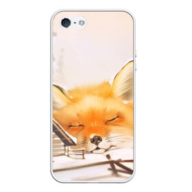 Чехол для iPhone 5/5S матовый с принтом Сон в Екатеринбурге, Силикон | Область печати: задняя сторона чехла, без боковых панелей | fox | red | лиса | лисенок | рыжая