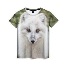 Женская футболка 3D с принтом White Fox в Екатеринбурге, 100% полиэфир ( синтетическое хлопкоподобное полотно) | прямой крой, круглый вырез горловины, длина до линии бедер | fox | red | лиса | лисенок | рыжая