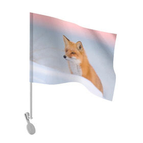 Флаг для автомобиля с принтом Morning в Екатеринбурге, 100% полиэстер | Размер: 30*21 см | fox | red | лиса | лисенок | рыжая