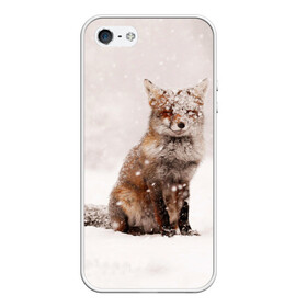 Чехол для iPhone 5/5S матовый с принтом Snow в Екатеринбурге, Силикон | Область печати: задняя сторона чехла, без боковых панелей | fox | red | лиса | лисенок | рыжая