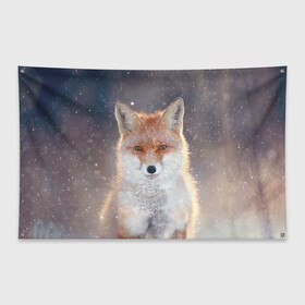 Флаг-баннер с принтом Eyes в Екатеринбурге, 100% полиэстер | размер 67 х 109 см, плотность ткани — 95 г/м2; по краям флага есть четыре люверса для крепления | fox | red | лиса | лисенок | рыжая