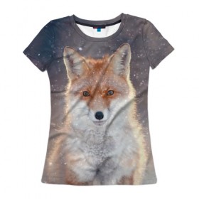 Женская футболка 3D с принтом Eyes в Екатеринбурге, 100% полиэфир ( синтетическое хлопкоподобное полотно) | прямой крой, круглый вырез горловины, длина до линии бедер | fox | red | лиса | лисенок | рыжая