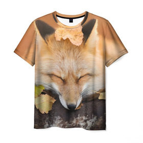 Мужская футболка 3D с принтом Соня в Екатеринбурге, 100% полиэфир | прямой крой, круглый вырез горловины, длина до линии бедер | fox | red | лиса | лисенок | рыжая