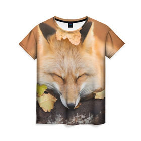 Женская футболка 3D с принтом Соня в Екатеринбурге, 100% полиэфир ( синтетическое хлопкоподобное полотно) | прямой крой, круглый вырез горловины, длина до линии бедер | fox | red | лиса | лисенок | рыжая