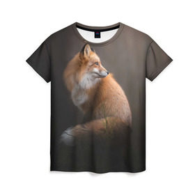 Женская футболка 3D с принтом Лиса в Екатеринбурге, 100% полиэфир ( синтетическое хлопкоподобное полотно) | прямой крой, круглый вырез горловины, длина до линии бедер | fox | red | лиса | лисенок | рыжая