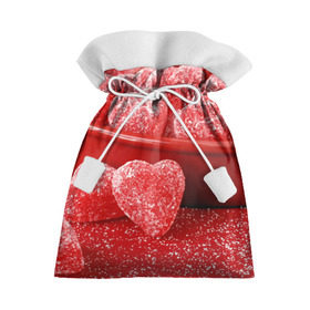 Подарочный 3D мешок с принтом Мармеладные сердца в Екатеринбурге, 100% полиэстер | Размер: 29*39 см | еда | конфеты | красный | мармелад | сердечки | сладости