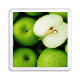 Магнит 55*55 с принтом Зеленые яблоки в Екатеринбурге, Пластик | Размер: 65*65 мм; Размер печати: 55*55 мм | еда | зеленый | фрукты | яблоко