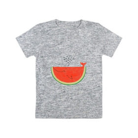 Детская футболка хлопок с принтом Кит Арбуз в Екатеринбурге, 100% хлопок | круглый вырез горловины, полуприлегающий силуэт, длина до линии бедер | арбуз | иллюзия | кит | лето | море | океан | принт | рыба | семечки | фонтан | фрукты | ягоды