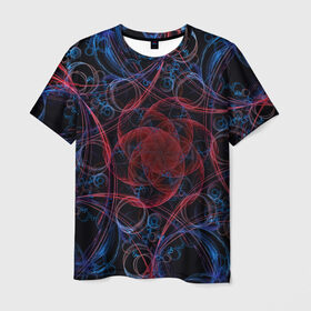 Мужская футболка 3D с принтом Оптические линии в Екатеринбурге, 100% полиэфир | прямой крой, круглый вырез горловины, длина до линии бедер | 3d | абстракция | другие | краска | линии | оптические | полосы | прикольные | разводы | узоры | фрактал | цветные | яркие