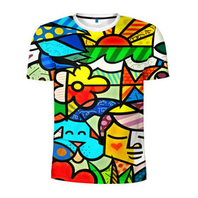 Мужская футболка 3D спортивная с принтом Картинка-мозаика в Екатеринбурге, 100% полиэстер с улучшенными характеристиками | приталенный силуэт, круглая горловина, широкие плечи, сужается к линии бедра | 3d | другие | животные | кот | мозаика | насекомые | прикольные | птицы | собака | солнце | текстуры | узор | цветные | цветы | яркие