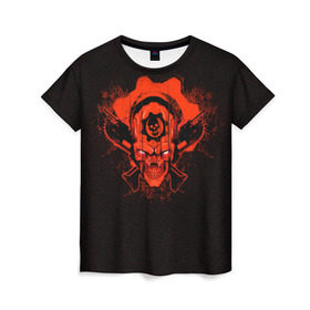 Женская футболка 3D с принтом Gears of War в Екатеринбурге, 100% полиэфир ( синтетическое хлопкоподобное полотно) | прямой крой, круглый вырез горловины, длина до линии бедер | gears | skull | war | маркус | феникс | череп