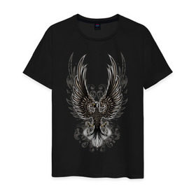Мужская футболка хлопок с принтом Феникс в Екатеринбурге, 100% хлопок | прямой крой, круглый вырез горловины, длина до линии бедер, слегка спущенное плечо. | орел | птица | феникс