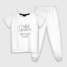 Детская пижама хлопок с принтом Королевы рождаются в июле в Екатеринбурге, 100% хлопок |  брюки и футболка прямого кроя, без карманов, на брюках мягкая резинка на поясе и по низу штанин
 | Тематика изображения на принте: queen july