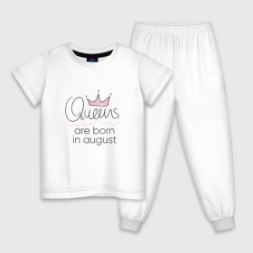 Детская пижама хлопок с принтом Королевы рождаются в августе в Екатеринбурге, 100% хлопок |  брюки и футболка прямого кроя, без карманов, на брюках мягкая резинка на поясе и по низу штанин
 | queen august