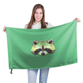 Флаг 3D с принтом Енот в Екатеринбурге, 100% полиэстер | плотность ткани — 95 г/м2, размер — 67 х 109 см. Принт наносится с одной стороны | животные | жищники | новинки | подарок | популярное | яркие