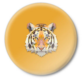 Значок с принтом Тигр в Екатеринбурге,  металл | круглая форма, металлическая застежка в виде булавки | животные | жищники | новинки | подарок | популярное | яркие