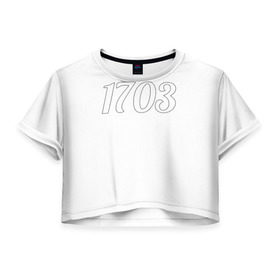 Женская футболка 3D укороченная с принтом 1703 в Екатеринбурге, 100% полиэстер | круглая горловина, длина футболки до линии талии, рукава с отворотами | 1703 | бар 1703 | версус | питер | санкт петербург