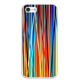 Чехол для iPhone 5/5S матовый с принтом Colored stripes в Екатеринбурге, Силикон | Область печати: задняя сторона чехла, без боковых панелей | Тематика изображения на принте: 3d | colored stripes | абстракция | другие | картинка | краски | линии | отблеск | полосы | прикольные | радуга | свет | цветные | яркие