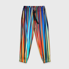 Детские брюки 3D с принтом Colored stripes в Екатеринбурге, 100% полиэстер | манжеты по низу, эластичный пояс регулируется шнурком, по бокам два кармана без застежек, внутренняя часть кармана из мелкой сетки | 3d | colored stripes | абстракция | другие | картинка | краски | линии | отблеск | полосы | прикольные | радуга | свет | цветные | яркие