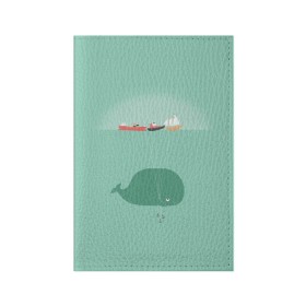 Обложка для паспорта матовая кожа с принтом Кит с корабликами в Екатеринбурге, натуральная матовая кожа | размер 19,3 х 13,7 см; прозрачные пластиковые крепления | кит | корабли | лодки | море | океан | шарики | якорь | якоря